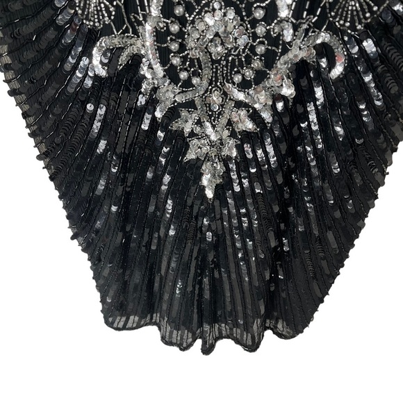 VINTAGE CHAMPELLYSE Great Gatsby Beaded Cocktail Long Sleeve Midi Dress - Picture 6 of 13